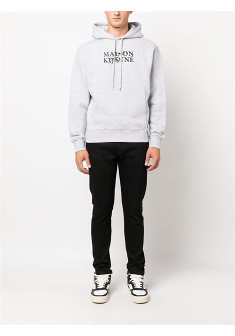 Grey logo-print drawstring sweatshirt - men MAISON KITSUNÉ | LM00708KM0307H120